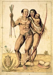 A Native American Family, ca. 1585-87 (akvarel på papir)