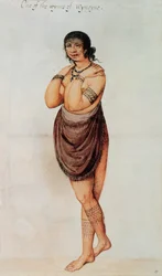Indisk kvinde (farve litho)