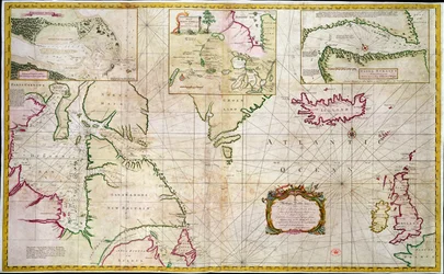 Kort over havene og stræderne, der viser muligheden for en nordvestpassage mellem Hudson Bay og Sydhavet
