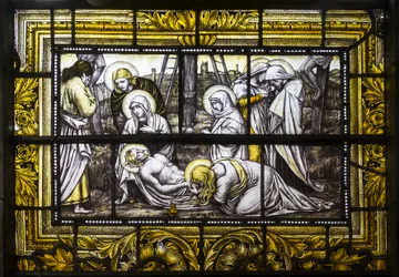Oxford, Trinity College, James Powell & Sons, John William Brown (1842-1928), The Deposition, 1885
