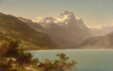 Alpine Lake 1860 (Olie på lærred)