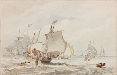 Off Hartlepool (blyant og akvarel på papir)