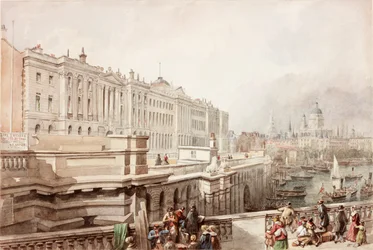 Somerset House og St Pauls fra Waterloo Bridge (kropsfarve)