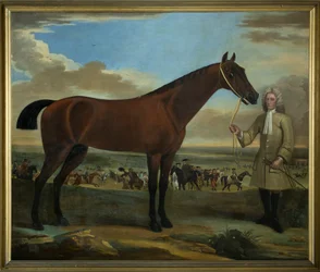 Scarr, en bay væddeløbshest holdt af hans træner, A. Scottman