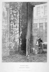 Cripplegate plakat, på kirkegården i St Giles uden Cripplegate, London Wall, London, 1851.