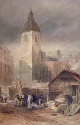 Nedrivning af Church of St Benet Fink, City of London, 1844