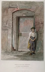 Dør til et gammelt palæ i Gravel Lane, City of London, 1851