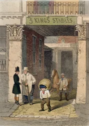 Rester af Clarendon House, Three Kings Livery Stables, Piccadilly, fra 