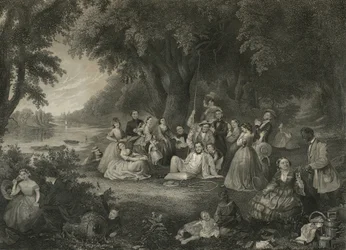 The Picnic on the Fourth of July, ca. 1864 (blandet metode gravering)