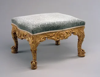 Taburet, ca. 1757 (kalktræ, forgyldt og polstring)