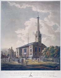 Udsigt over Church of St John Horsleydown, Bermondsey, London, 1799.
