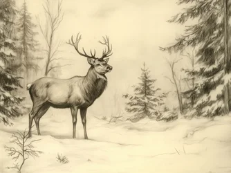 Majestætisk vinterhjort