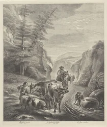 Hyrder med husdyr på en bjergvej