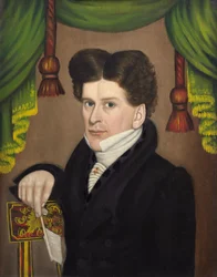 Mand med pen, ca. 1827-30 (olie på panel)