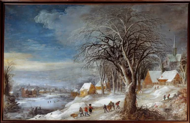 Vinterlandskab. Maleri af Josse II Momper (1564-1635) Ec. Flam.