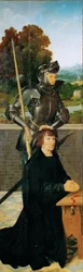 Tidlig nederlandsk kunst: Sankt Georg og donor (vinget alter, venstre panel) af Cleve, Joos van (ca. 1485-1540), ca. 1530. Olie på træ, 94,5x30. Kunsthistorisk Museum, Vienne