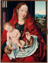 Jomfru og børnemaleri af Joos Van Cleve den unge (ca. 1485-1540) 1518-1522 søn. 61x45,5 cm Genes, Musei di Strada Nuova (ex Palazzo Bianco)