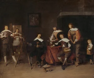 En kunstner, der maler portrættet af en ung herre i Antwerpen