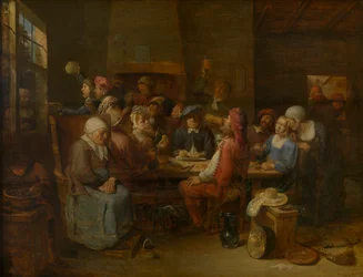 Flemish Tavern (olie på panel)
