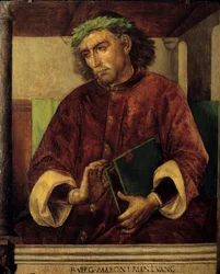 Portræt af Vergil (Virgilio, 70-19 f.Kr.), romersk digter og forfatter. Maleri af Justus van Gent (1435-1480), flamsk skole