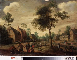 ""Fete de village"" (Landsfest) Hollandsk landskab. Maleri af Jost Cornelisz Droochsloot (1586-1666) Kharkov Nationalmuseum Ukraine