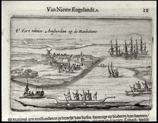 Udsigt over New Amsterdam, 1626-28 (kobberstik)