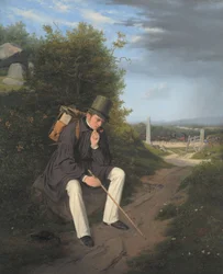 En kunstner hviler sig i vejkanten