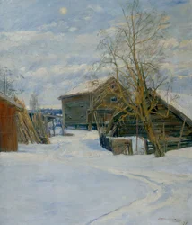 Hus i et vinterlandskab