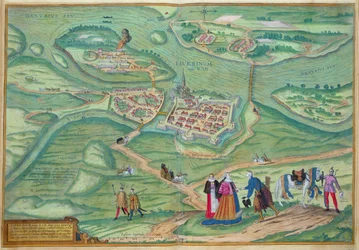 Kort over Raab, fra "Civitates Orbis Terrarum" af Georg Braun (1541-1622) og Frans Hogenberg (1535-90) 1597