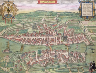 Kort over Zürich, fra «Civitates Orbis Terrarum» af Georg Braun (1541-1622) og Frans Hogenberg (1535-90), ca. 1572-1617