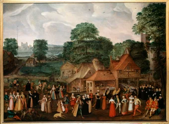 Bryllupsfest i Berdmondsey Maleri af Georges Hoefnagel (1542-1601) (ec.engl.) 1600 Privat samling