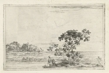Landskab med figurer ved et træ