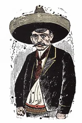 Emiliano Zapata (1880-1919), mexicansk revolutionær. Xylografi af Jose Guadalupe Posada (1852-1913).