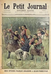 To franske officerer myrdet i Quang-Tcheou-Wan af kinesere, titelblad fra «Le Petit Journal», 3. december 1899