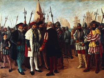 "Den franske kong Francois I (1494-1547) i havnen i Valencia" 1800-tallet (maleri)