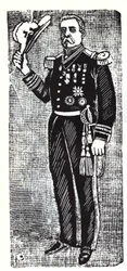 Portræt af Porfirio Diaz (1828-1915), præsident for Republikken Mexico. Xylografi af Jose Guadalupe Inn (1852-1913).