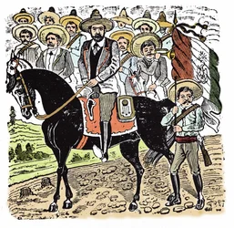 Den Mexicanske Revolution (1910-1920): Portræt af Francisco Indalecio Madero (1873-1913), mexicansk revolutionær. Træsnit af José Guadalupe Posada (1852-1913).