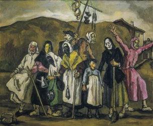 GUTIERREZ SOLANA, Jose (1886-1945). Kostumebal. 1938. Ekspressionisme. Olie på lærred. Privat samling