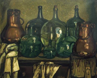 GUTIERREZ SOLANA, Jose (1886-1945). Stilleben med flaske. 1927. Samtidskunst. Olie på lærred. Privat samling