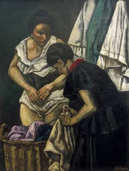 GUTIERREZ SOLANA, Jose (1886-1945). Vaskerinderne. 1931. Samtidskunst. Olie på lærred. Privat samling
