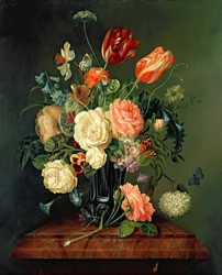 Stilleben med blandede blomster