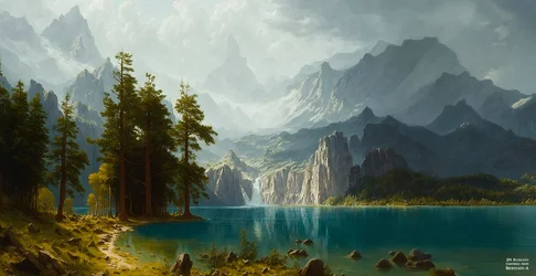 JJM genskaber Bierstadt-A: Sierra Nevada (Panorama)