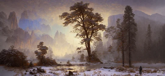 JJM luo uudelleen Bierstadt-A: Valley of Yosemiten lumisateen