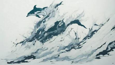 blækmaleri: Dolphin_01