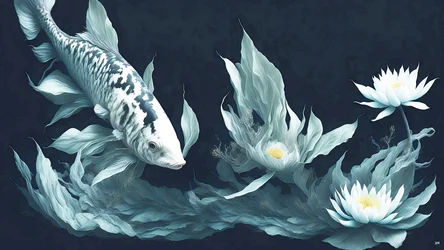 mustemaalaus: Koi-Karpfish_white marble_03