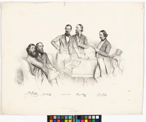 Gruppeportræt: Anton Storch, Carl Binder, Anton Emil Titl, Franz von Suppé, Heinrich Proch