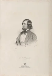 Portræt af fløjtenisten og komponisten Giulio Briccialdi 1818-1881, før 1850.