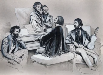 Tegning efter litografi af Josef Kriehuber (1800-1876)