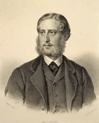 Portræt af Ferdinand Bonaventura, Prins Kinsky (1834-1904). Stik af Josef Kriehuber