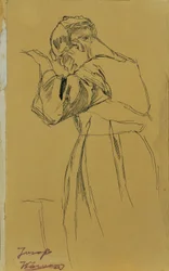 Knælende kvindefigur